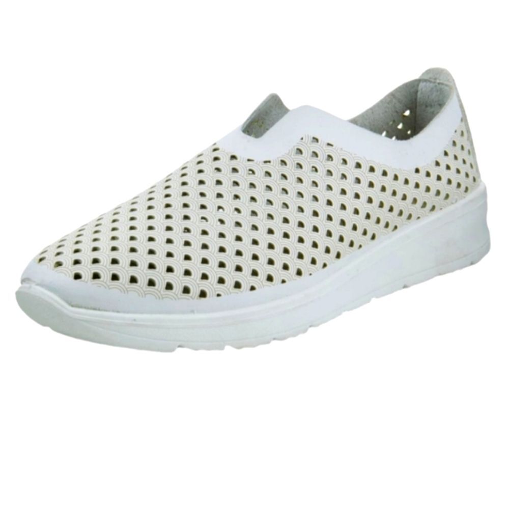 Spring Step Sneakers Tennis Shoe‎ Leather Cut Out Lightweight Slip On White 36 6